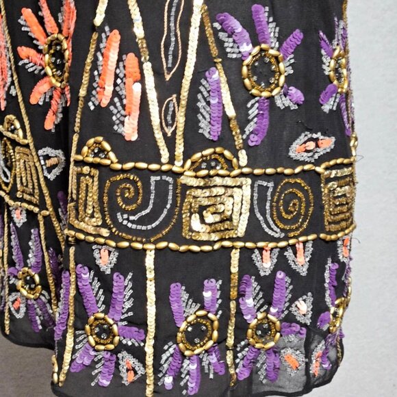 Free People Micro Mosaic Mini Dress Lavishly Beaded Sequined Party Cocktail - Picture 5 of 13